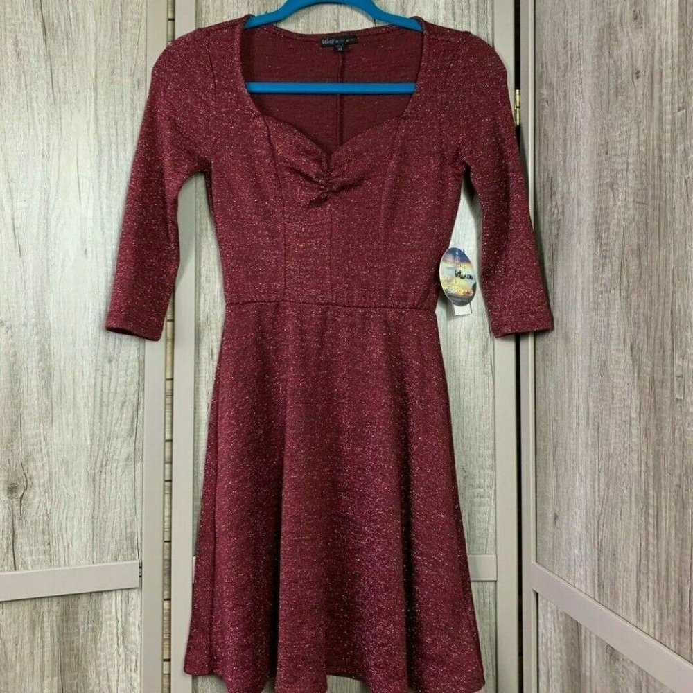 Bebop NWT Red/Wine Metallic Fit & Flare Dress